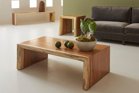 Nature-Driven Modernist Wood Accent Bench with Plinth Base