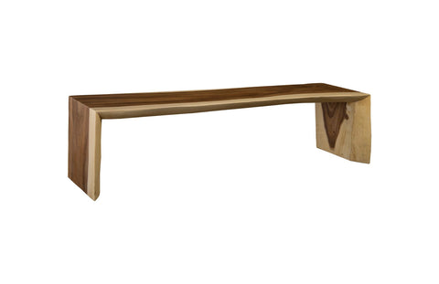 Nature-Driven Modernist Wood Accent Bench with Plinth Base