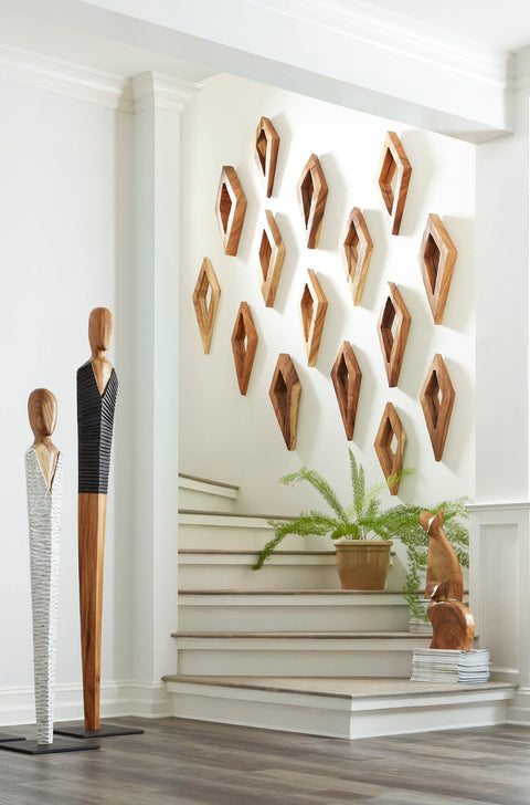 Organic Diamond Accent Wall Mirror for Living Room and Entryway