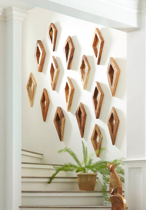Organic Diamond Accent Wall Mirror for Living Room and Entryway