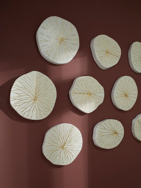 Organic Floral Gold Inlay Wall Tile for Modern Living Room