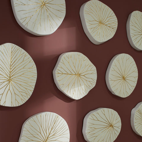 Organic Floral Gold Inlay Wall Tile for Modern Living Room