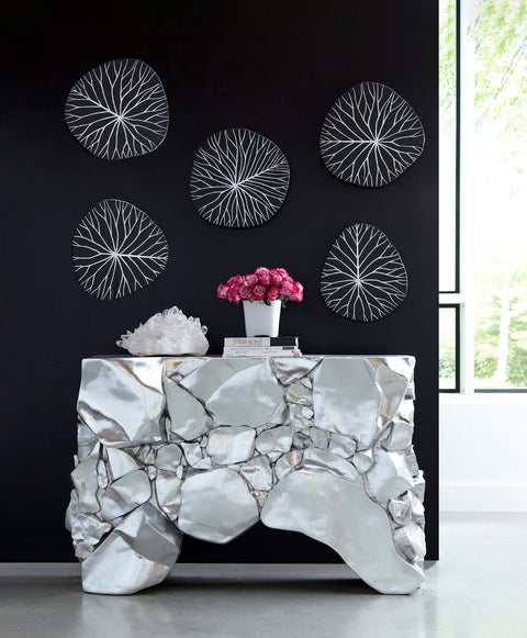 Modern Organic Floral Inlay Wall Tile for Entry Way