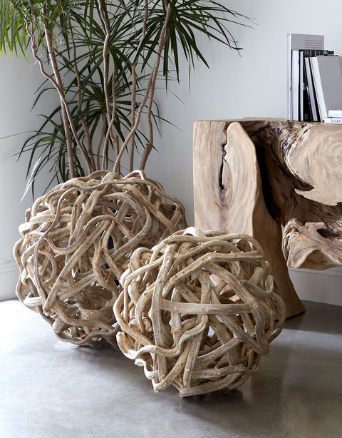 Nature-Driven Modernist Handcrafted Wooden Sphere Decorative Ball
