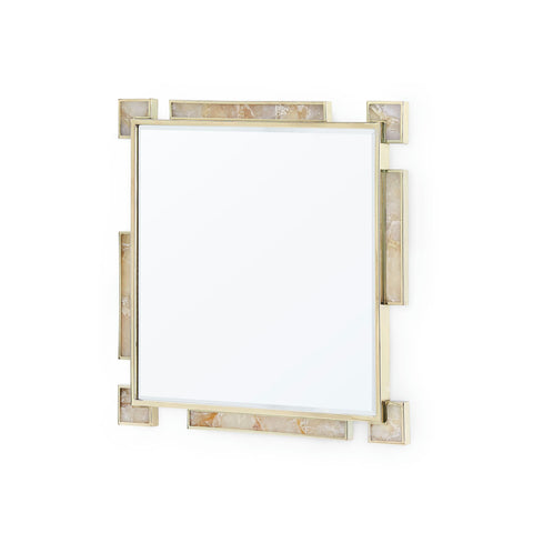 Contemporary Quiet Luxury Brass Framed Accent Wall Mirror