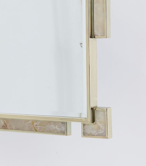 Contemporary Quiet Luxury Brass Framed Accent Wall Mirror