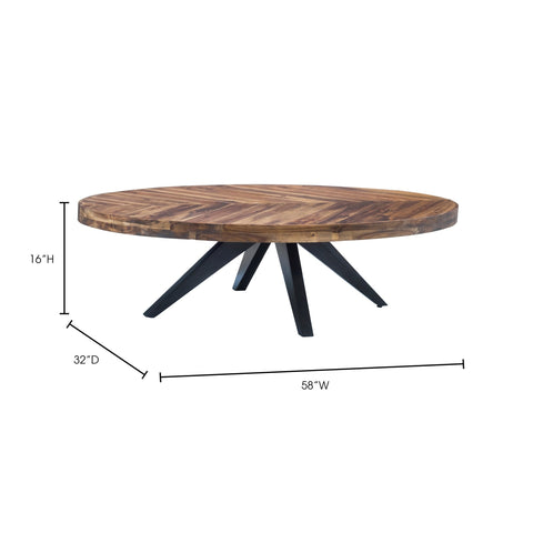 Moe's Home Collection Timeless Minimalist Rustic Oval Coffee Table