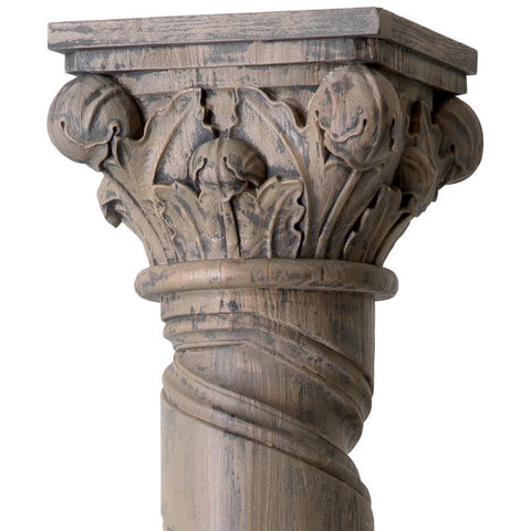 Decorating Essentials Handcrafted Distressed Cylinder Pedestal Stand