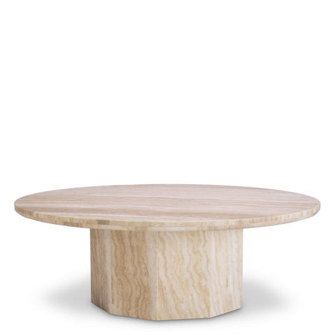 Eichholtz Timeless Minimalist Drum Coffee Table with Block Base