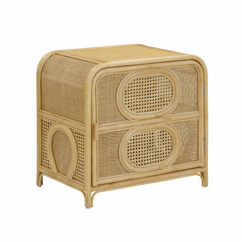 Tina Global Eclecticist Bohemian Curved Rattan Nightstand