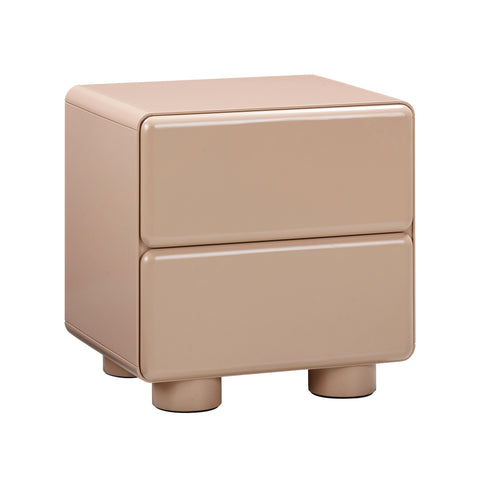 Tammy Curved Nightstand with Block Frame Contemporary Design