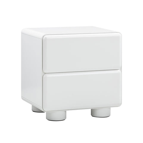 Tammy Curved Nightstand with Block Frame Contemporary Design