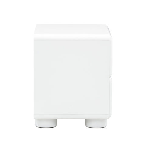 Tammy Curved Nightstand with Block Frame Contemporary Design