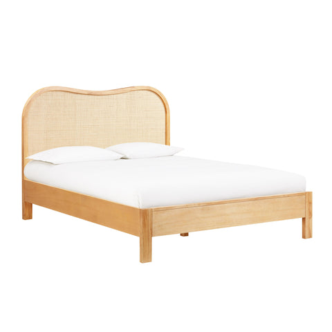 TOV Furniture Bohemian Arch Platform Bed in Natural Wood - Grappa - King - Queen