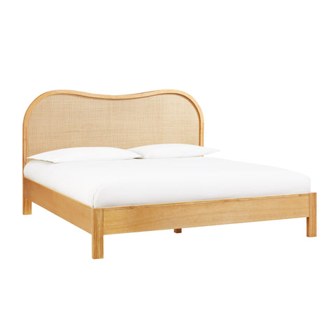 TOV Furniture Bohemian Arch Platform Bed in Natural Wood - Grappa - King - Queen