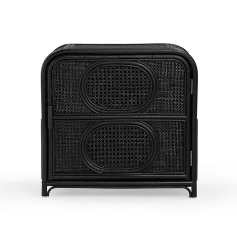 Tina Global Eclecticist Bohemian Curved Rattan Nightstand