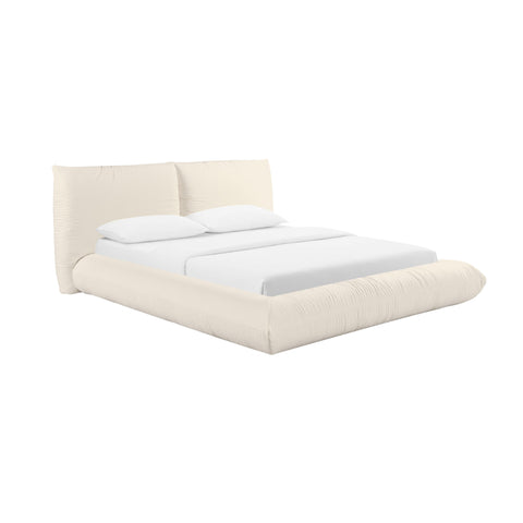TOV Furniture Contemporary Romp Cream Low Profile Platform Bed - Queen - King - Queen