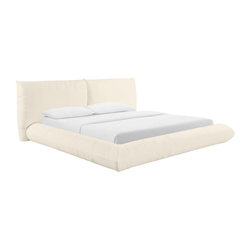 TOV Furniture Contemporary Romp Cream Low Profile Platform Bed - Queen - King - Queen