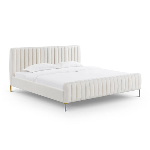TOV Furniture Contemporary Angela Upholstered Platform Bed with Tufted Headboard - Low Profile - King - Queen