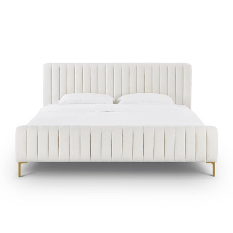 TOV Furniture Contemporary Angela Upholstered Platform Bed with Tufted Headboard - Low Profile - King - Queen