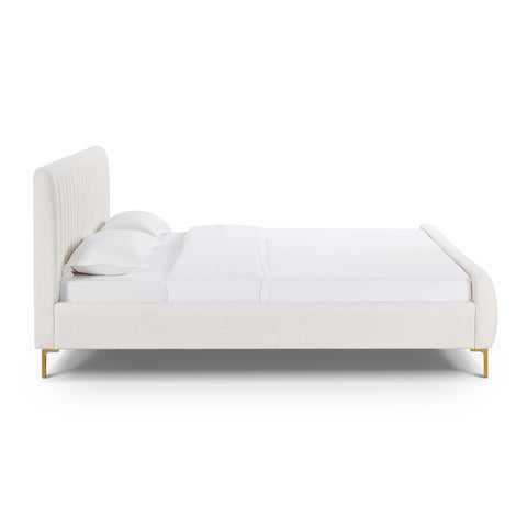 TOV Furniture Contemporary Angela Upholstered Platform Bed with Tufted Headboard - Low Profile - King - Queen