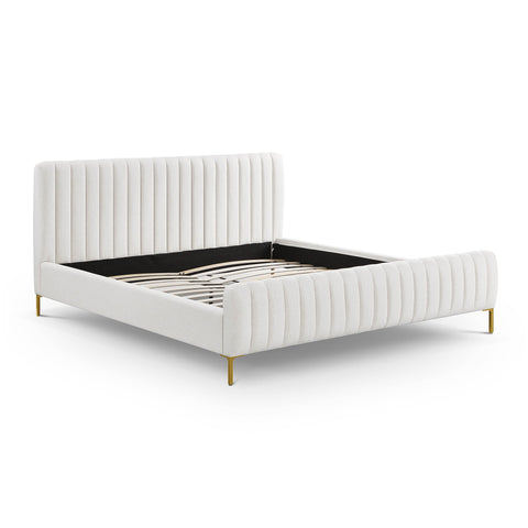 TOV Furniture Contemporary Angela Upholstered Platform Bed with Tufted Headboard - Low Profile - King - Queen