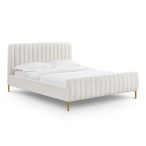TOV Furniture Contemporary Angela Upholstered Platform Bed with Tufted Headboard - Low Profile - King - Queen
