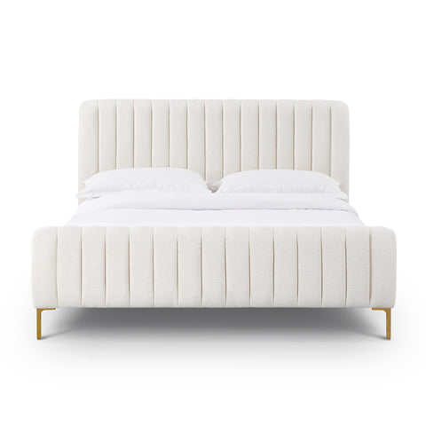 TOV Furniture Contemporary Angela Upholstered Platform Bed with Tufted Headboard - Low Profile - King - Queen