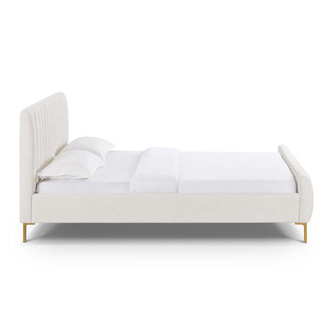 TOV Furniture Contemporary Angela Upholstered Platform Bed with Tufted Headboard - Low Profile - King - Queen
