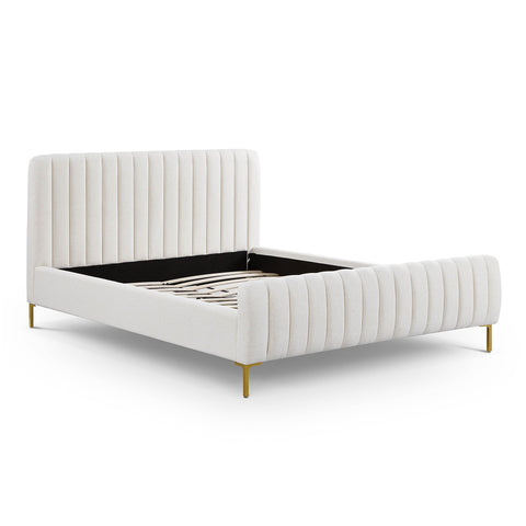 TOV Furniture Contemporary Angela Upholstered Platform Bed with Tufted Headboard - Low Profile - King - Queen