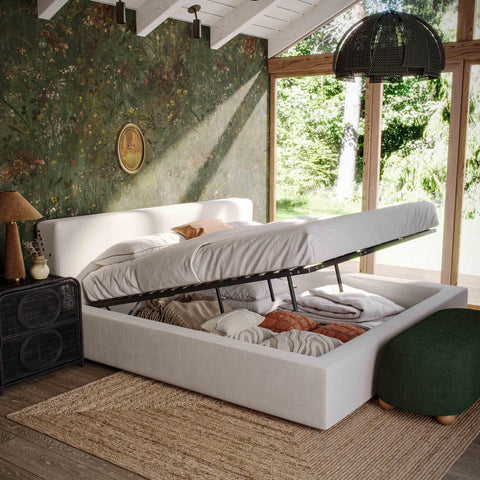 TOV Furniture Minimalist Meena Low Profile Platform Bed with Storage - Queen - Queen - King