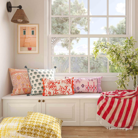 Artful Traditionalist Bohemian Floral Boudoir Throw Pillow