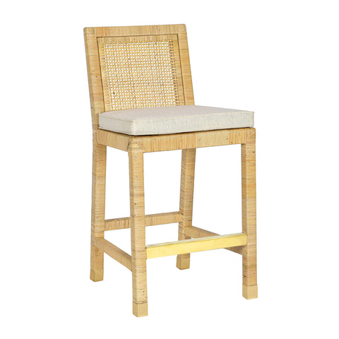 Timeless Minimalist Coastal Rattan Bar Stool