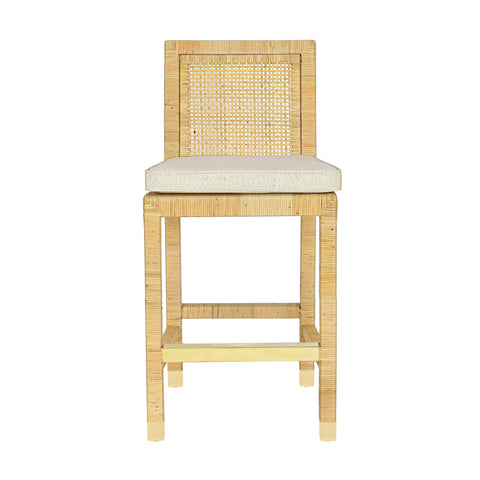 Timeless Minimalist Coastal Rattan Bar Stool