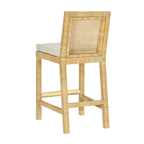 Timeless Minimalist Coastal Rattan Bar Stool