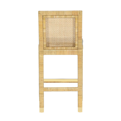 Timeless Minimalist Coastal Rattan Bar Stool