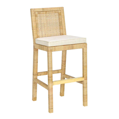 Timeless Minimalist Coastal Rattan Bar Stool