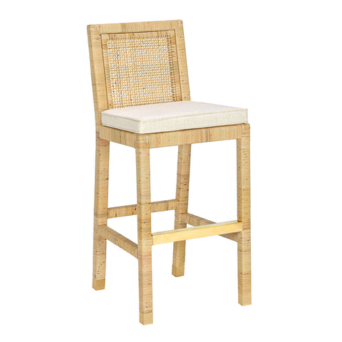 Timeless Minimalist Coastal Rattan Bar Stool