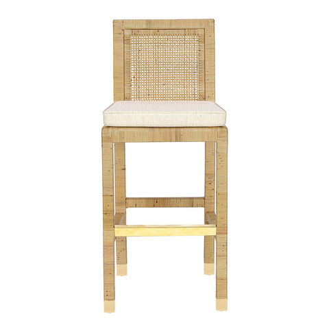 Timeless Minimalist Coastal Rattan Bar Stool