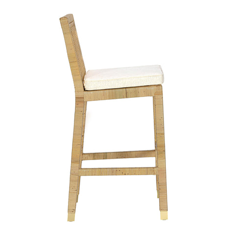 Timeless Minimalist Coastal Rattan Bar Stool