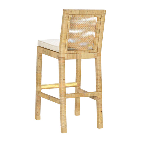 Timeless Minimalist Coastal Rattan Bar Stool