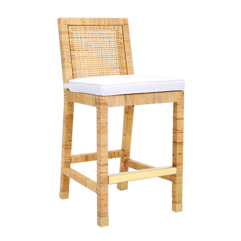 Timeless Minimalist Coastal Rattan Bar Stool