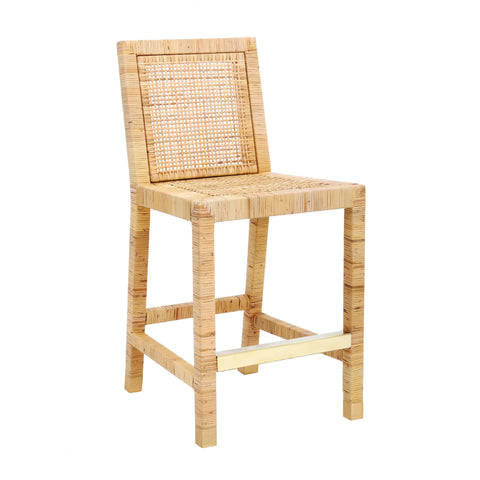 Timeless Minimalist Coastal Rattan Bar Stool