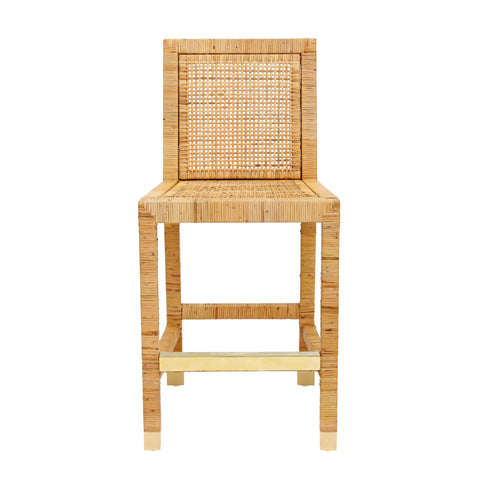 Timeless Minimalist Coastal Rattan Bar Stool