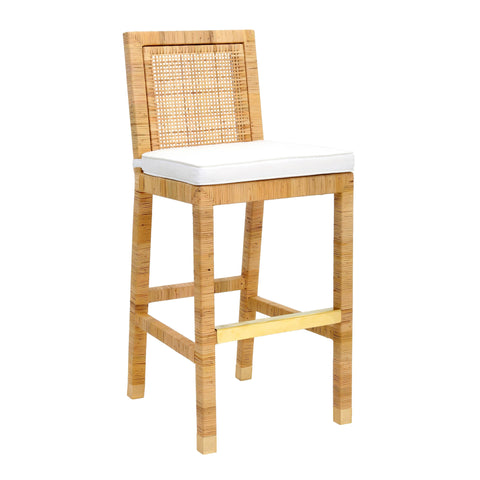 Timeless Minimalist Coastal Rattan Bar Stool