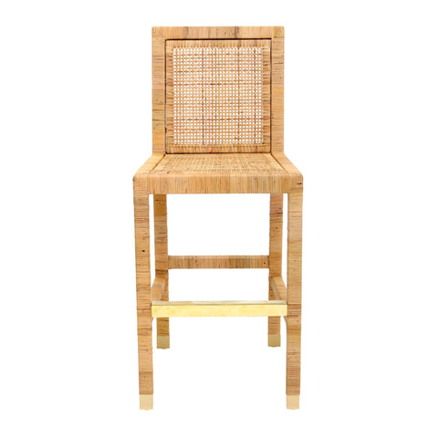 Timeless Minimalist Coastal Rattan Bar Stool