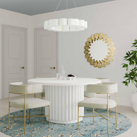 Tulip Modern Round Dining Table with Fluted Drum Base
