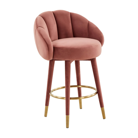 Timeless Minimalist Modern Upholstered Velvet Barrel Bar Stool