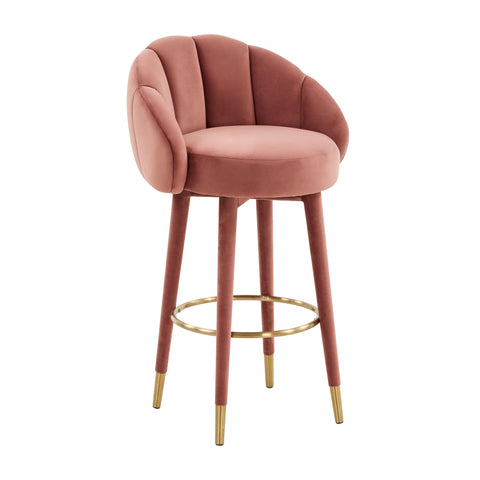 Timeless Minimalist Modern Upholstered Velvet Barrel Bar Stool