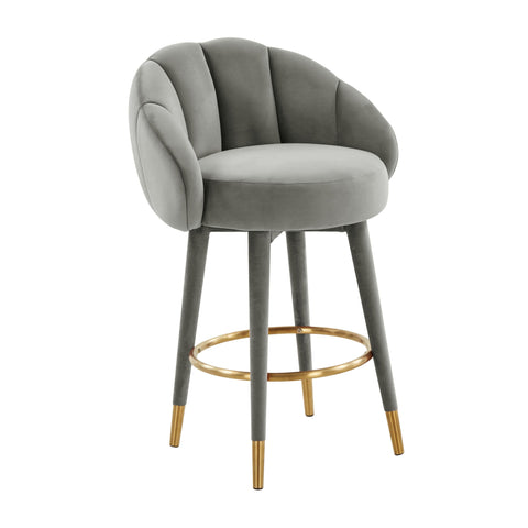 Timeless Minimalist Modern Upholstered Velvet Barrel Bar Stool